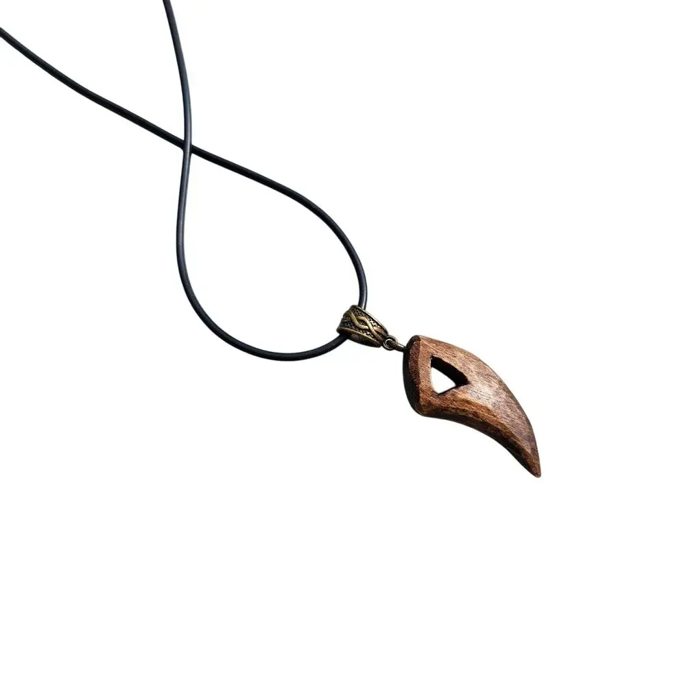 Handmade Curved Wooden Tooth Minimalist Modern Pendant Necklace